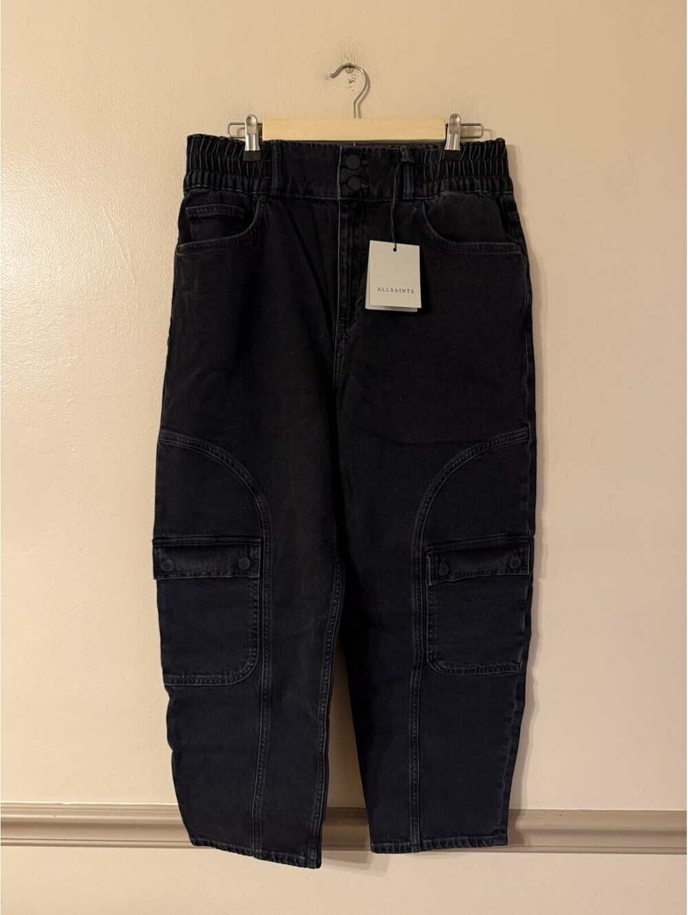 ALLSAINTS Daisy Mae Tapered Jeans in Washed Black Women’s US Size 8 $229 - Picture 8 of 16